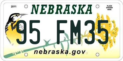 NE license plate 95FM35