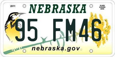 NE license plate 95FM46