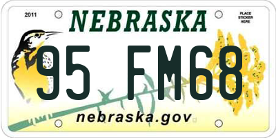 NE license plate 95FM68