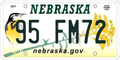 NE license plate 95FM72