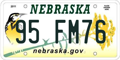 NE license plate 95FM76