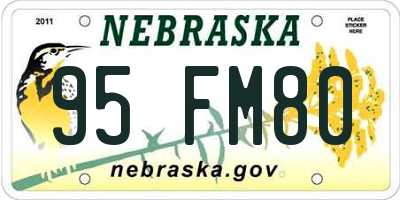 NE license plate 95FM80