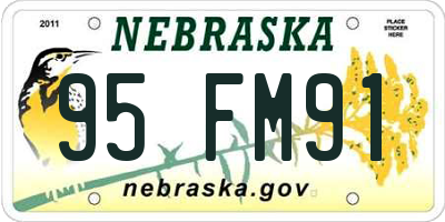 NE license plate 95FM91