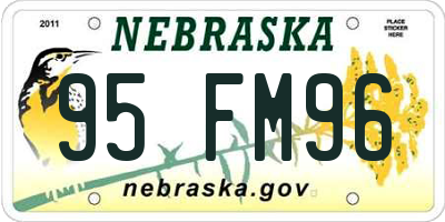 NE license plate 95FM96