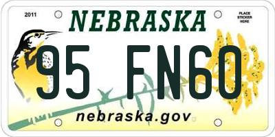 NE license plate 95FN60