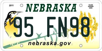 NE license plate 95FN98
