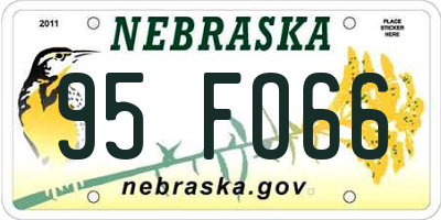 NE license plate 95FO66