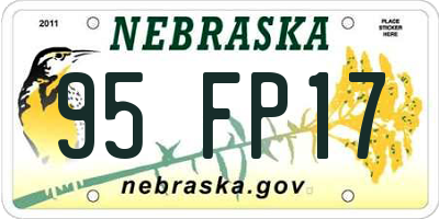 NE license plate 95FP17