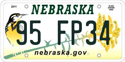 NE license plate 95FP34