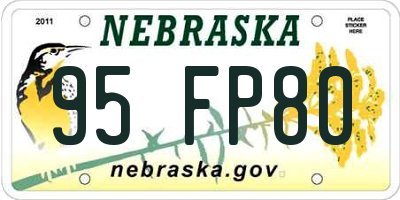 NE license plate 95FP80