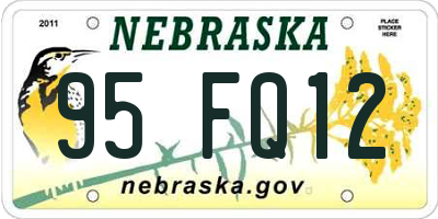 NE license plate 95FQ12