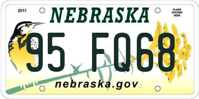 NE license plate 95FQ68