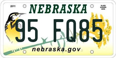 NE license plate 95FQ85