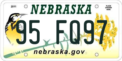 NE license plate 95FQ97