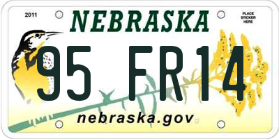 NE license plate 95FR14