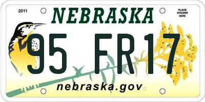NE license plate 95FR17