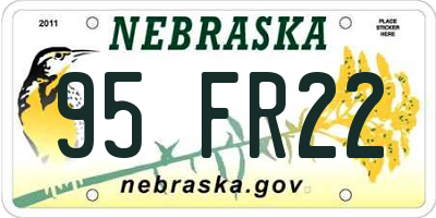 NE license plate 95FR22