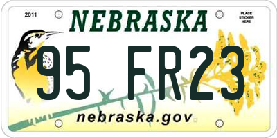 NE license plate 95FR23