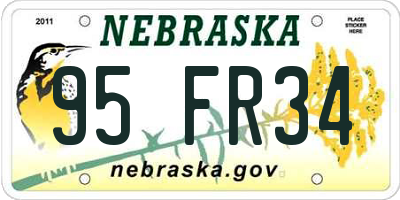 NE license plate 95FR34