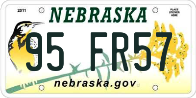 NE license plate 95FR57