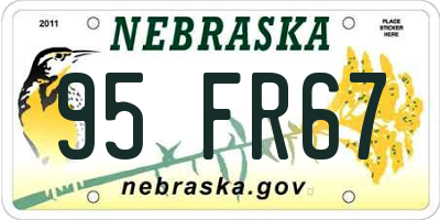NE license plate 95FR67