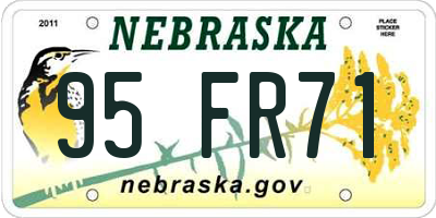 NE license plate 95FR71