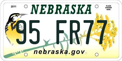 NE license plate 95FR77