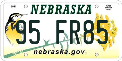 NE license plate 95FR85
