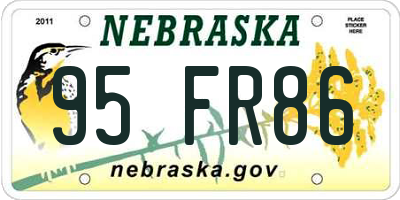 NE license plate 95FR86