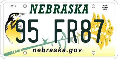 NE license plate 95FR87