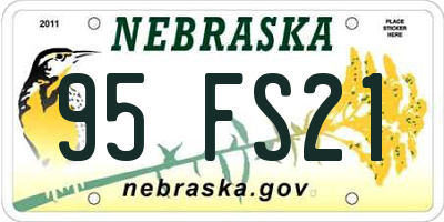 NE license plate 95FS21