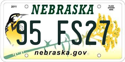 NE license plate 95FS27