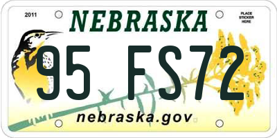 NE license plate 95FS72