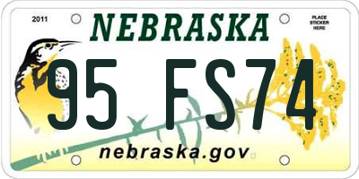 NE license plate 95FS74