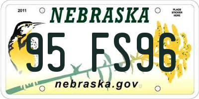 NE license plate 95FS96