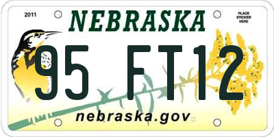 NE license plate 95FT12