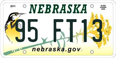 NE license plate 95FT13