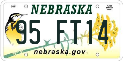 NE license plate 95FT14