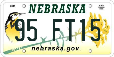 NE license plate 95FT15