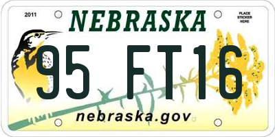 NE license plate 95FT16
