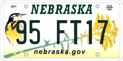 NE license plate 95FT17