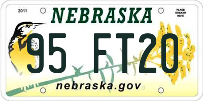 NE license plate 95FT20