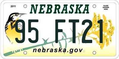 NE license plate 95FT21