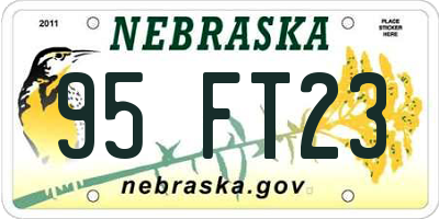 NE license plate 95FT23