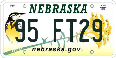 NE license plate 95FT29
