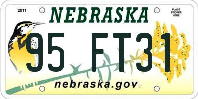 NE license plate 95FT31