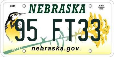 NE license plate 95FT33