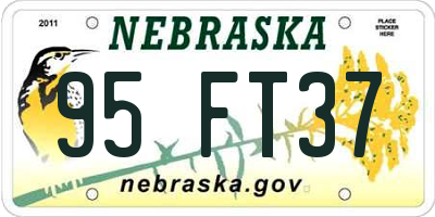 NE license plate 95FT37