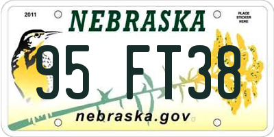 NE license plate 95FT38