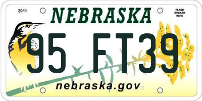 NE license plate 95FT39